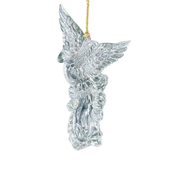Vintage Angel Ornament Acrylic Spun Glass Look Christmas Tree Holiday Decor - Picture 4 of 4